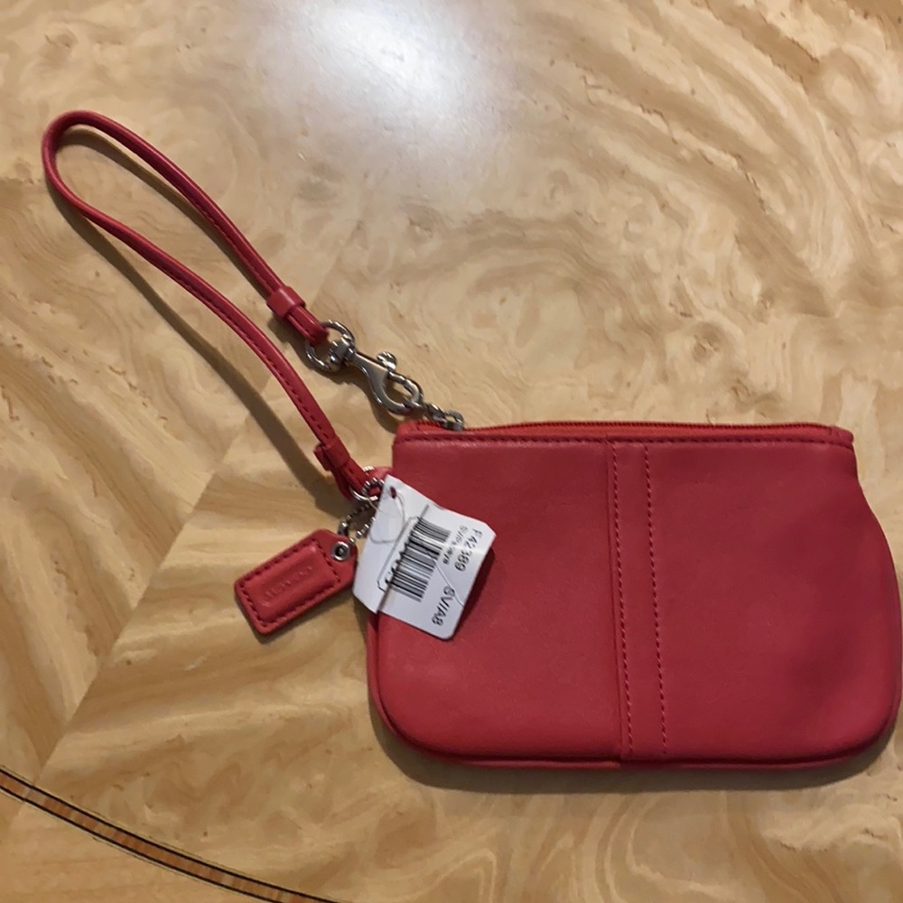 Coach leather zippered wristlet